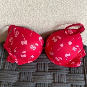 Pink brand, super cute, super push up bra. 38B. Red/pink cherry hearts. NEW